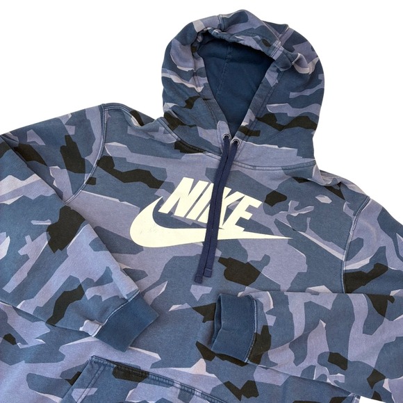 Nike Other - Nike Hoodie Mens Medium Blue Camo Futura Logo‎ Pullover Fleece Sweatshirt Sport